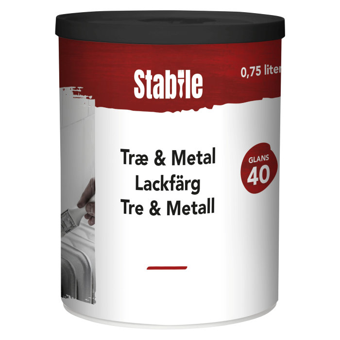 Tre- & metallmaling hvit vannbasert 0,75 l - Stabile 